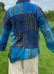 Handmade Multicoloured Cotton Patchwork Over dyed Stonewash Festival Shirt
