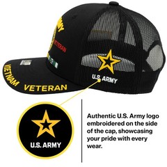 US Army Veteran Hat Embroidered Military Baseball Cap Adjustable Men Vietnam