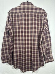 Vintage Lee Plaid Button Down Shirt Made in USA Long Sleeve Burgundy Large