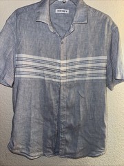 Boomerang 78 Slim Fit Size Extra Large 100% Linen Men’s Shirt Light, Blue