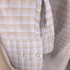 Lot of 2 David Donahue Mens Dress Shirt 18 36/37 Tailored Plaid Cotton