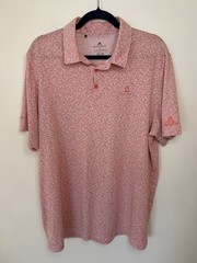 Adidas Golf Polo Shirt Mens XL Pink Geometric Print Performance Stretch Golf