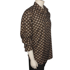 Mens Long Sleeve Button up Dress Shirt Baroque Casual Banquet Party Vintage 80s