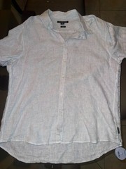 Michael Kors linen striped blouse men’s short sleeve made to fit slim fit