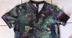 H&M Tropical Bird Of Paradise Pattern Polo Men S Golf Beach Walking 100 Cotton