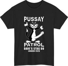 Personalised Pussay Patrol Stag Do T-Shirt Custom Name & City Bachelor Party Top