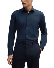 BOSS Slim-Fit Dress Shirt Men’s 41/16 Blue Collared Long Sleeve Button Closure