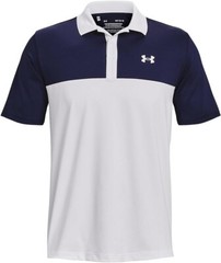 Under Armour Performance 3.0 Colorblock Mens Polo, White / Midnight Navy
