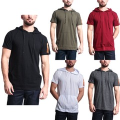 Victorious Men’s Hooded MA-1 Bomber Flight Short Sleeve Style T-Shirt TS7019