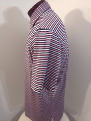 Footjoy Men’s Large Pink Blue Black Striped Short Sleeve Golf Polo Shirt
