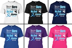 Personalized Prostate Cancer Memorial T-Shirt Heaven Farewell Light Blue Ribbon