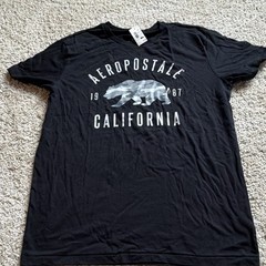 Aéropostale Men’s M Regular Black Cotton Crew Neck California Graphic Logo Tee