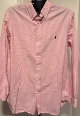 Polo Ralph Lauren Custom Fit Shirt Mens Size XL Pink Striped Button Long Sleeve