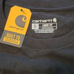 Carhartt Tee Mens XL Tall Black Loose Fit Heavyweight Long Sleeve Pocket NWT