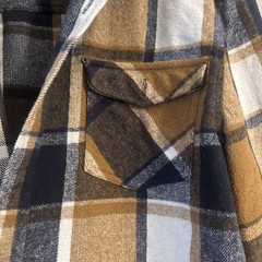 Golden Tree Mens Long Sleeve Plaid Flannel Shirt Button Up Brown Cream Size L