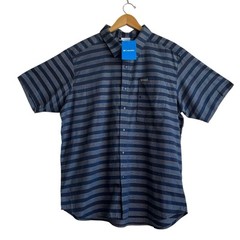 Columbia NEW Collegiate Navy Striped Men’s Blue Snap Button Shirt Size XL