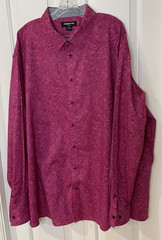 Claiborne Stretch Shirt Pink Paisley Flip Cuff Button Up Long Sleeve Mens 3XL T