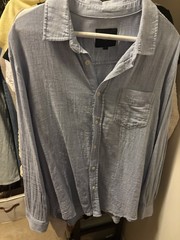 Men’s Rails Mykonos Linen Light Blue Button Down Long Sleeve Large