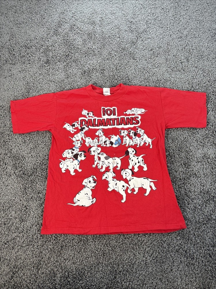 Vintage 101 Dalmatians T-shirt Men’s Alrye Disney Store Red All Over USA 90s
