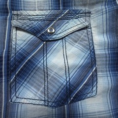 Skully Men Shirt Large Blue Plaid Thin Snap Front Roll Tab Western Casual Cowboy