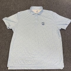 Johnnie-O Featherweight Polo Shirt Mens XL Blue Geometric Pebble Beach Golf