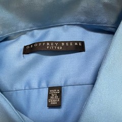 Geoffrey Beene Wrinkle Resistant Fitted Blue Solid Dress Shirt 15.5 32/33