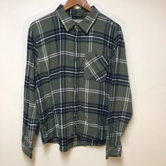 Retrofit Flannel Shirt Mens Large Olive Green Plaid Long Sleeve Button Down
