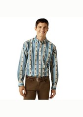 Ariat Mens Shiloh Khaki/Blue Aztec Stripe Button Down Western Shirt XXL 10058969