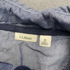 L.L.Bean Shirt Mens Medium Blue Striped Mock Neck Long Sleeve Cotton Casual