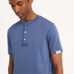 NAUTICA JEANS CO. Union Blue Henley Shirt Classic Fit Cotton Lightweight L