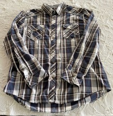 Various Artists Western Brownish Pearl Snap Shirt Long Sleeve Plaid Mens 2XL