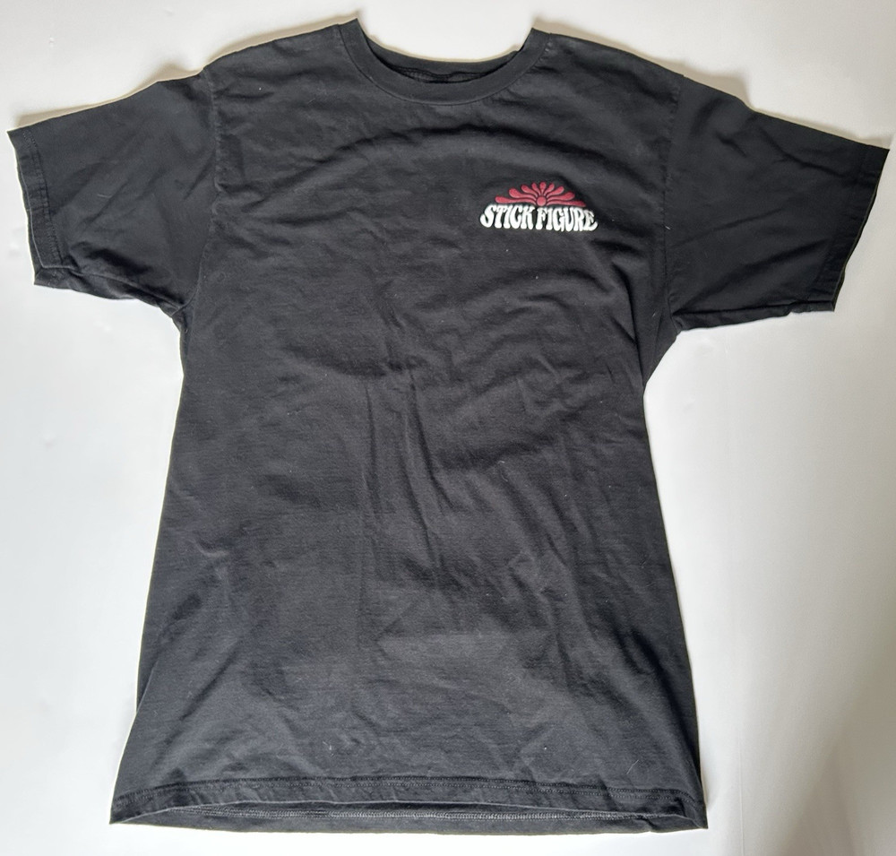 Stick Figure Band Double Sided Black Graphic T-Shirt Reggae Tour Logo Tee