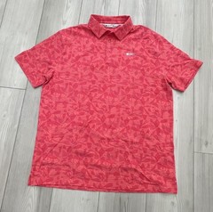 Black Clover Polo Men Pink Paisley AOP Short Sleeve Performance Golf Sz Large