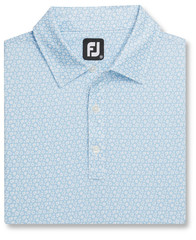NEW MENS FOOTJOY GOLF FLORAL LISLE ATHLETIC FIT POLO SHIRT, WHITE/SKY, LG or 2X