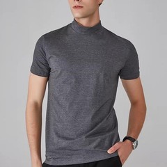 Men’s Solid Short Sleeve T Shirt Half High Collar For Slim Fit Base Layer Top