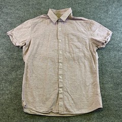Marc Anthony Mens Luxury Slim Fit Short Sleeve Herringbone Button Down Shirt S