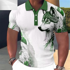 New Mens Shirt Men Fashion Short Sleeve 3D Printed Animal Print Shirts Tops