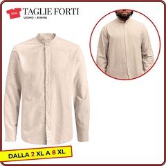 men’s shirt PLUS SIZE long sleeve cotton and linen from 2xl to 8xl Jack Jones