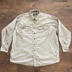 Vintage VTG Orvis Mens Khaki Long Sleeve Shooting Shirt Safari Hunting size XL