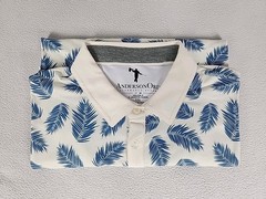 Anderson Ord Canal Short Sleeve Golf Polo Men’s 2XL White Stretch Tropical Palms