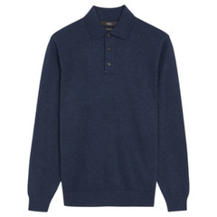 Mens M&S Cotton Rich Knitted Long Sleeve Polo Shirt Sizes XS – 4XL