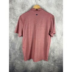 TravisMathew Mens Pima Cotton Blend Polo Shirt Heather Red Stripe Size M
