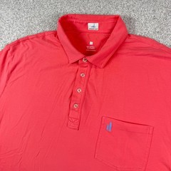Johnnie-O Polo Shirt Mens XXL Coral Pink Hangin Out Stretch Cotton Pocket Logo