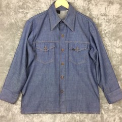 Vintage Sears Roebuck Denim Work Shirt Mens Large Button Close Blue