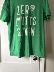 Crazy Dog T-Shirts Zero Putts Given Green Graphic Print Crew Tee Men’s L