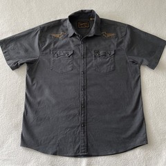 Howler Brothers Shirt Mens Large Pictograph Pearl Snap Grey Sawtooth Stretch