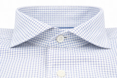 Men Eton Shirt Lightweight Twill Cotton & Silk Single Cuff Size 38 15 Slim Fit
