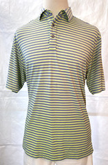 FOOT JOY Polo Short Sleeve Lime Green Stripe Men’s Size Large Polyester Spandex