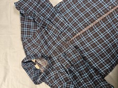 Levis Shirt Mens Large Brown Blue Plaid Button Down Western Polyester