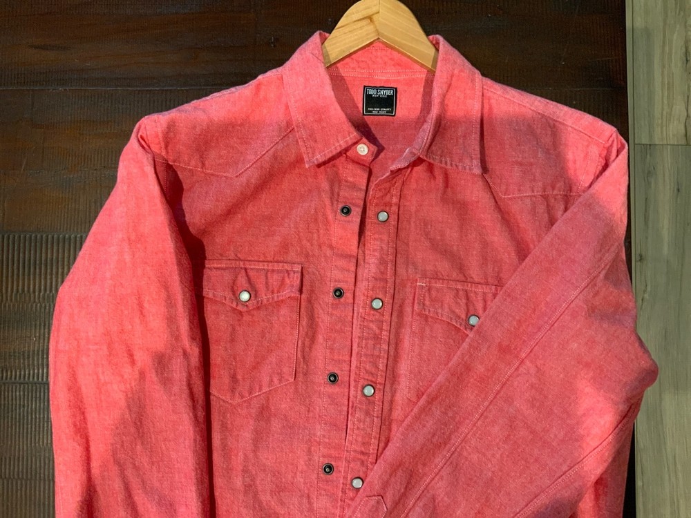 Todd Snyder New York 100% cotton Button Down Work Shirt Red Men’s Size Medium M